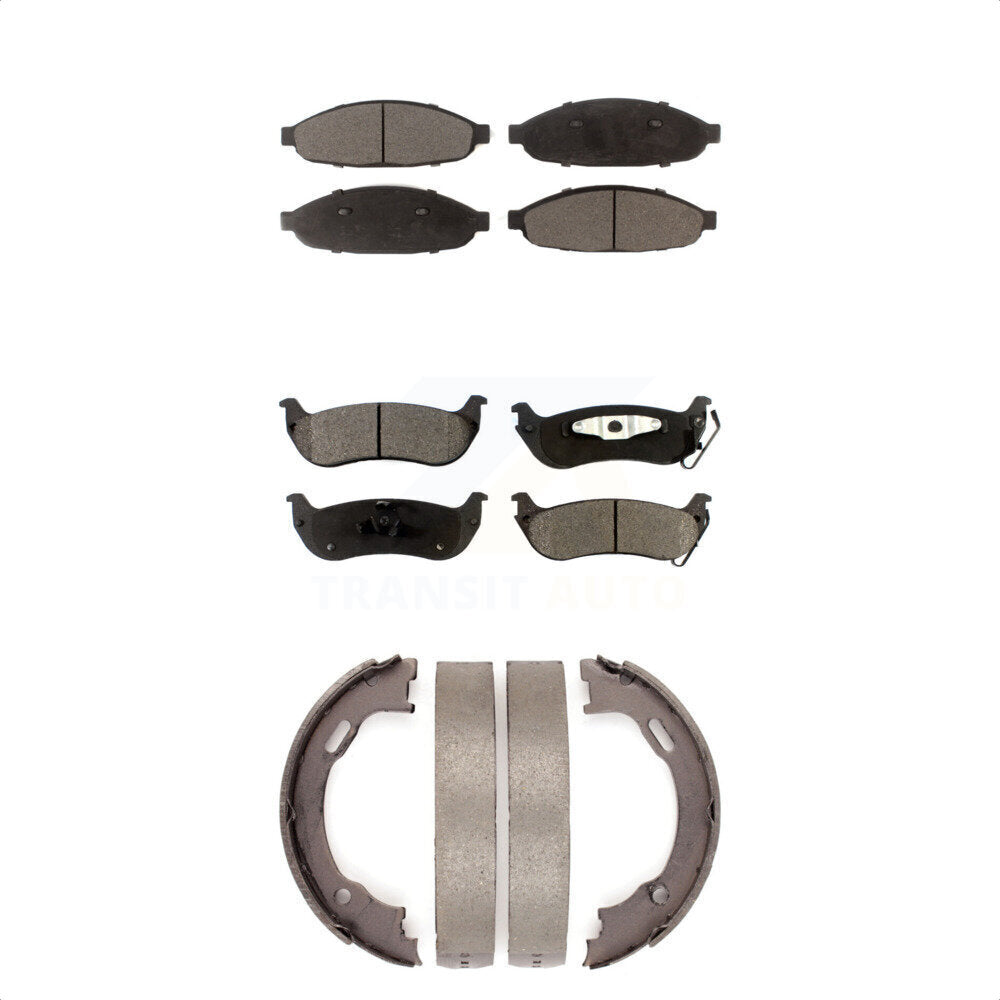 Semi-Metallic Brake Pads Parking Shoe Front Rear Kit For 04-08 Chrysler Pacifica