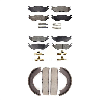 Semi-Metallic Brake Pads Parking Shoes Front Rear Kit For Dodge Ram 1500 Durango