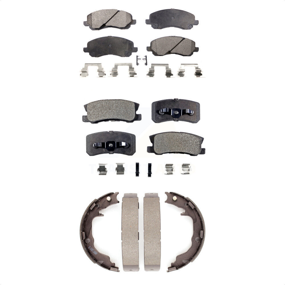 Semi-Metallic Brake Pads Parking Shoe Front Rear Kit For Jeep Mitsubishi Patriot