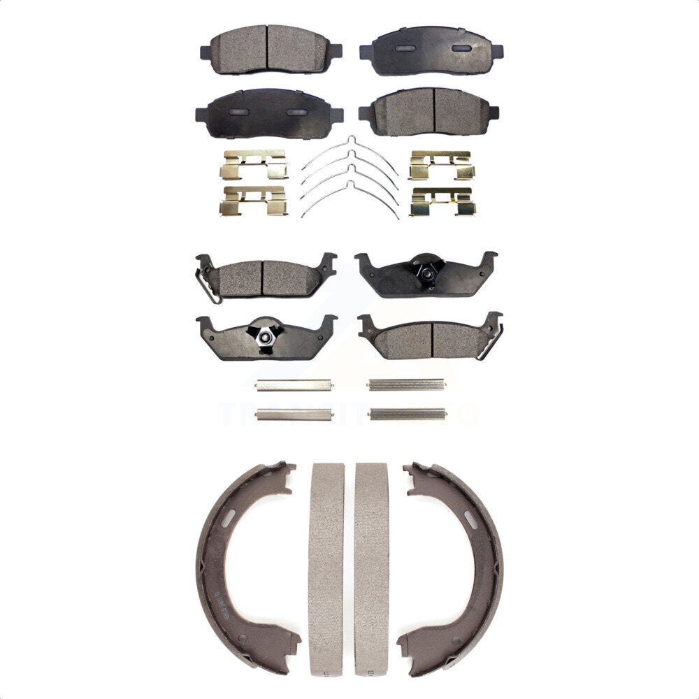 Semi-Metallic Brake Pads And Parking Shoes Front Rear Kit For 2009 Ford F-150