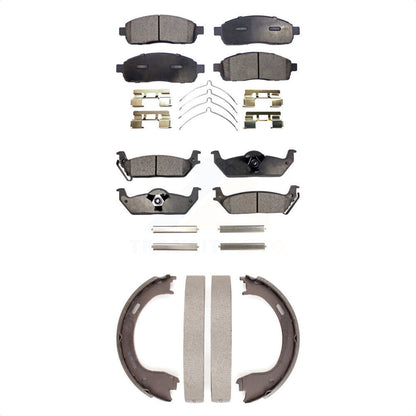 Semi-Metallic Brake Pads And Parking Shoes Front Rear Kit For 2009 Ford F-150