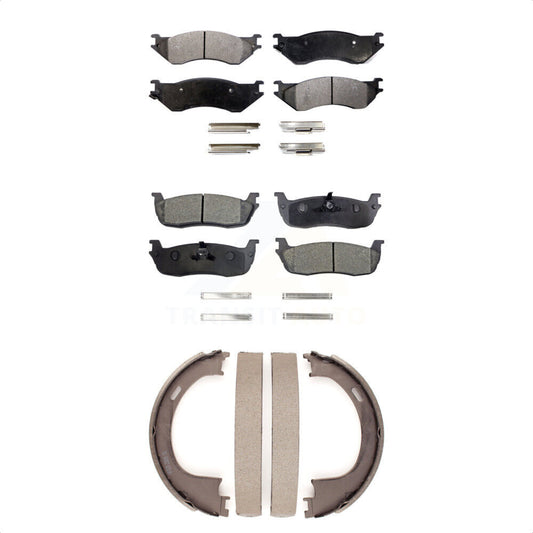 Semi-Metallic Brake Pads & Parking Shoe Front Rear Kit For Ford F-150 Expedition