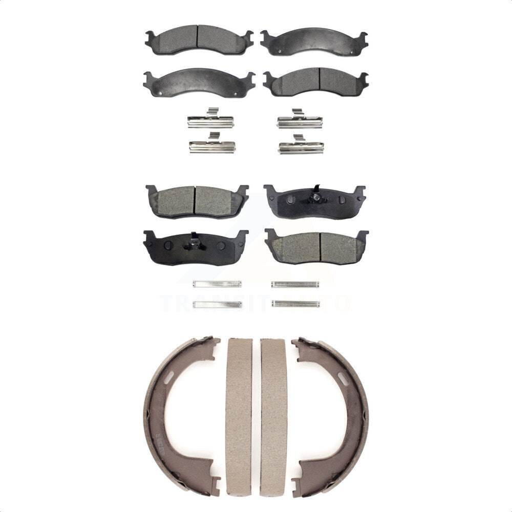 Semi-Metallic Brake Pads And Parking Shoes Front Rear Kit For Ford F-250