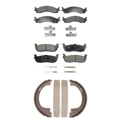Semi-Metallic Brake Pads And Parking Shoes Front Rear Kit For Ford F-250