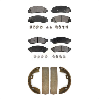 Semi-Metallic Brake Pads & Parking Shoe Front Rear Kit For Ford F-250 Super Duty