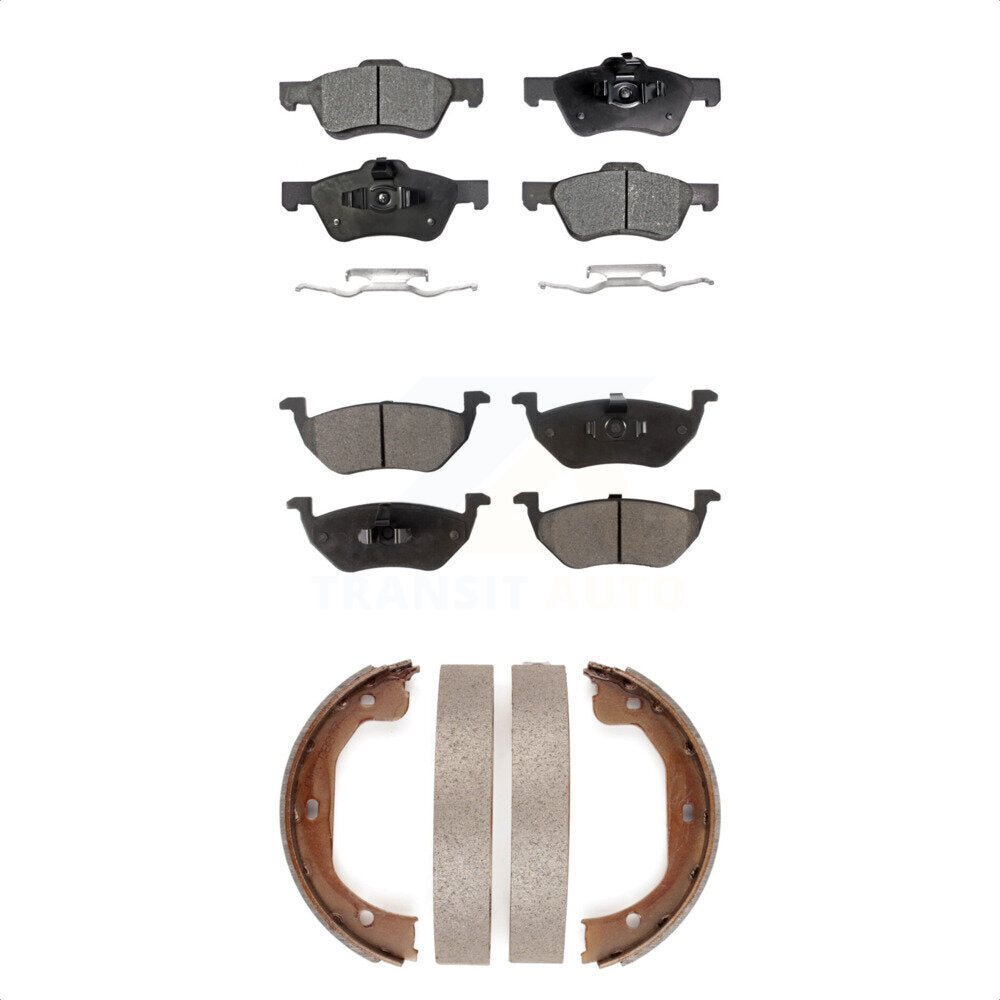 Semi-Metallic Brake Pads And Parking Shoes Front Rear Kit For Ford Escape Mazda