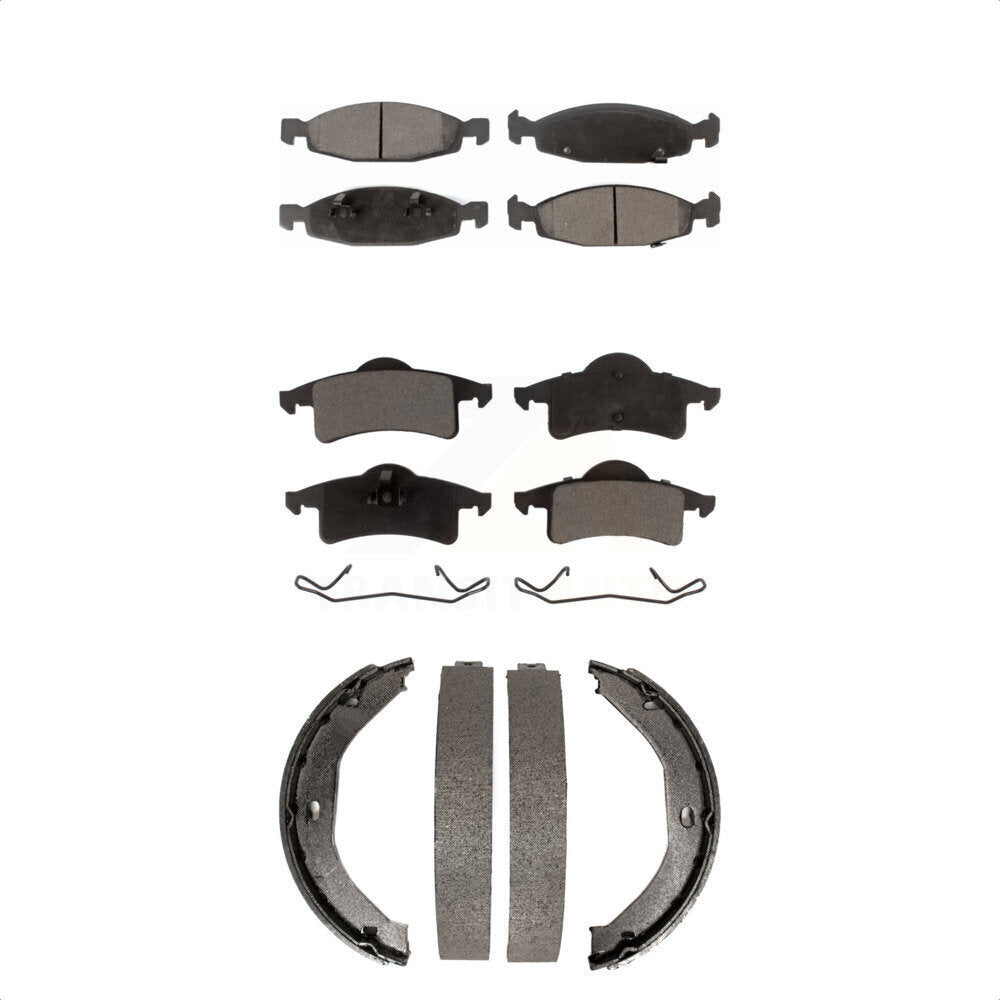 Semi-Metallic Brake Pads And Parking Shoe Front Rear Kit For Jeep Grand Cherokee