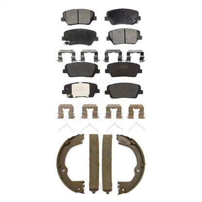Semi-Metallic Brake Pads And Parking Shoes Front Rear Kit For Kia Sorento