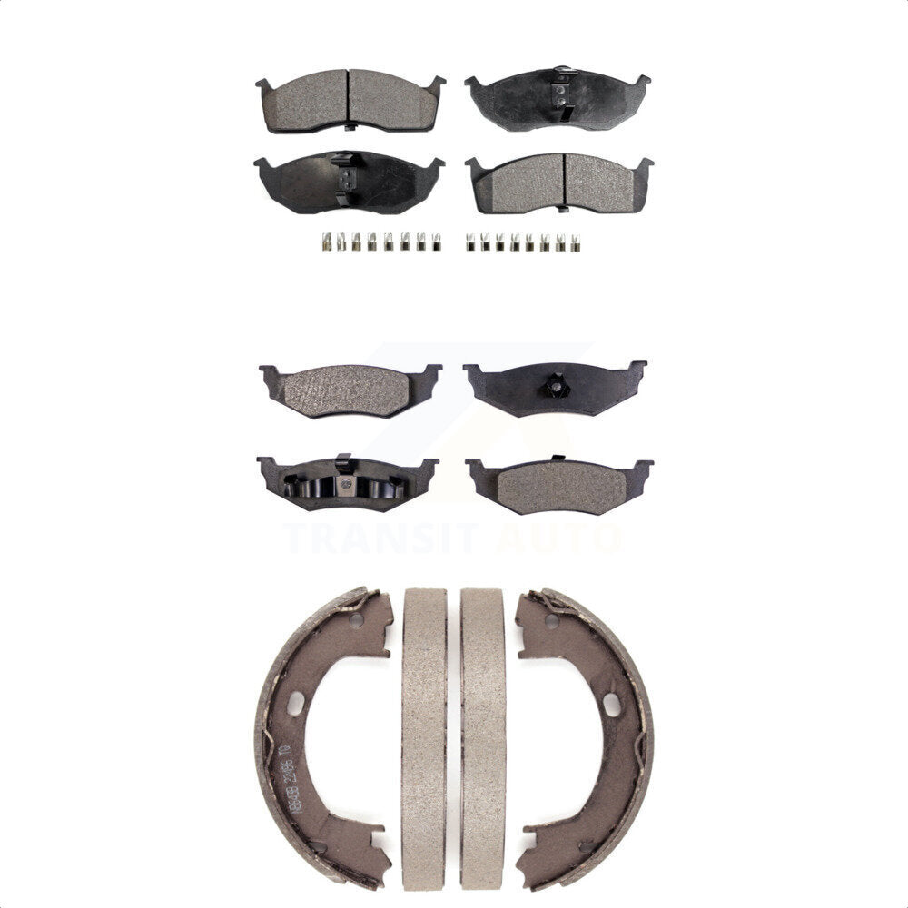Semi-Metallic Brake Pads Parking Shoe Front Rear Kit For Chrysler Intrepid Dodge