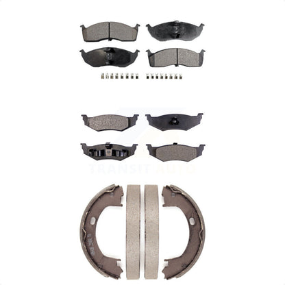 Semi-Metallic Brake Pads Parking Shoe Front Rear Kit For Chrysler Intrepid Dodge