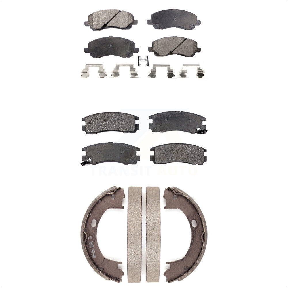 Semi-Metallic Brake Pads And Parking Shoes Front Rear Kit For Mitsubishi Eclipse