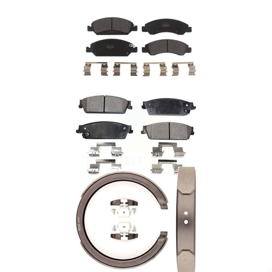 Semi-Metallic Brake Pads Parking Shoe Front Rear Kit For GMC Chevrolet Sierra XL