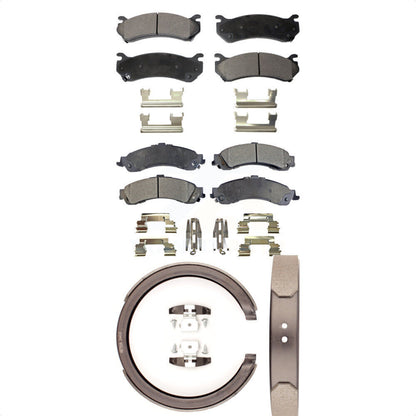 Semi-Metallic Brake Pads Parking Shoe Front Rear Kit For Chevrolet GMC Silverado