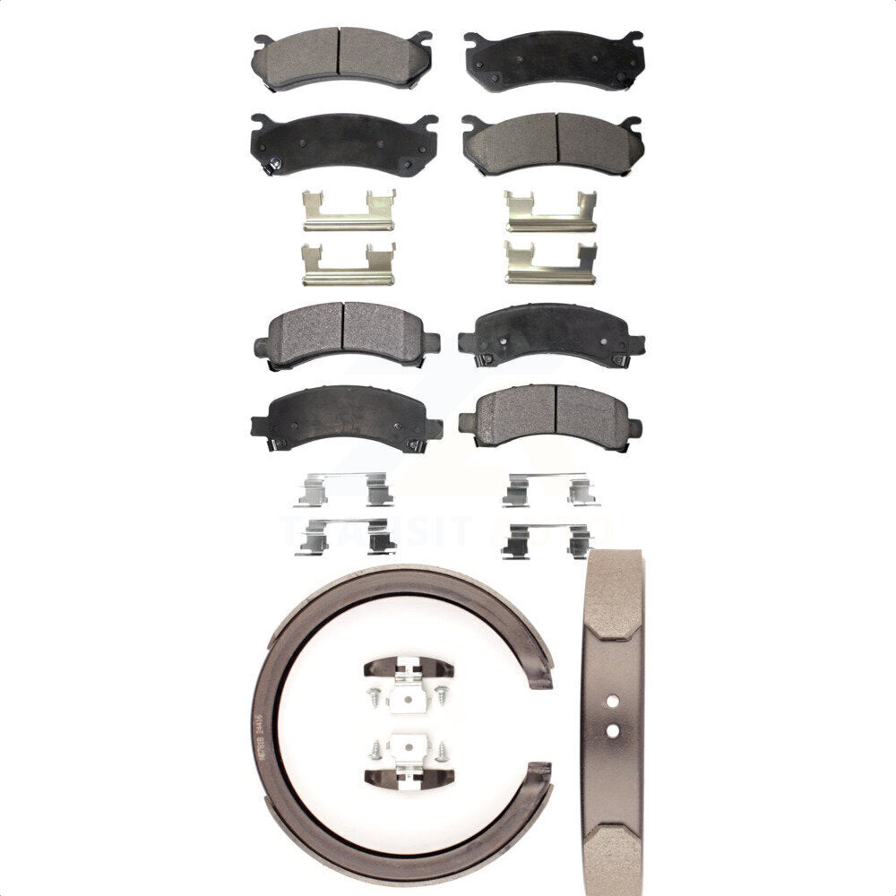 Semi-Metallic Brake Pads Parking Shoe Front Rear Kit For Chevrolet Avalanche GMC
