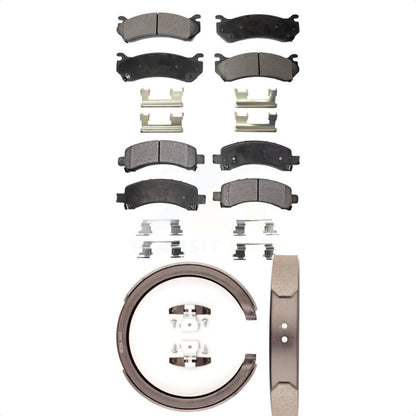 Semi-Metallic Brake Pads Parking Shoe Front Rear Kit For Chevrolet Avalanche GMC