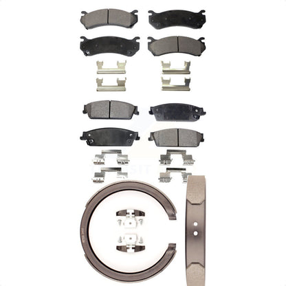 Semi-Metallic Brake Pads And Parking Shoes Front Rear Kit For