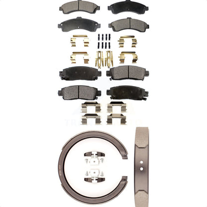 Semi-Metallic Brake Pads Parking Shoes Front Rear Kit For GMC Chevrolet Envoy XL