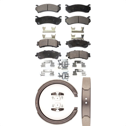 Semi-Metallic Brake Pads Parking Shoe Front Rear Kit For Chevrolet GMC Silverado