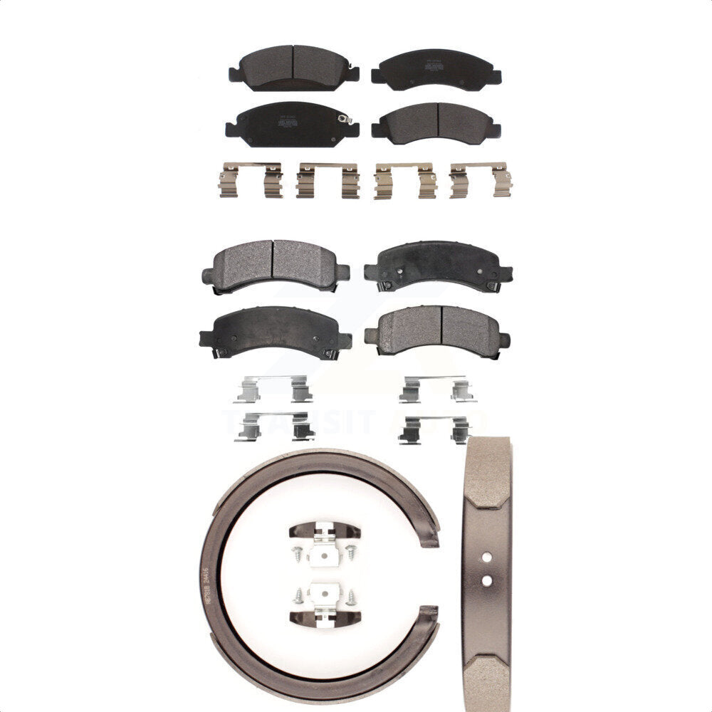 Semi-Metallic Brake Pads Parking Shoes Front Rear Kit For Chevrolet Express 1500