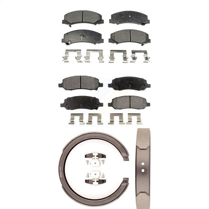 Semi-Metallic Brake Pads And Parking Shoes Front Rear Kit For Cadillac DTS