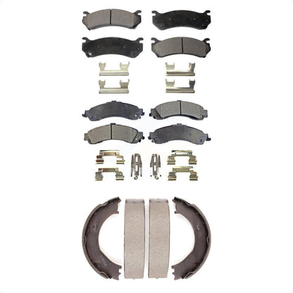 Semi-Metallic Brake Pads Parking Shoe Front Rear Kit For Chevrolet Silverado GMC