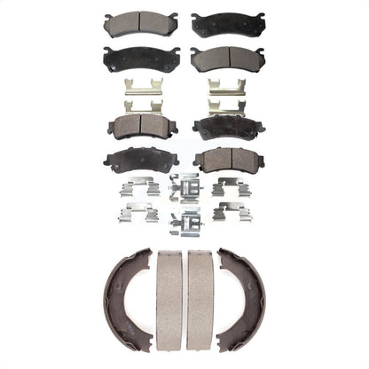 Semi-Metallic Brake Pads Parking Shoe Front Rear Kit For Chevrolet Silverado GMC