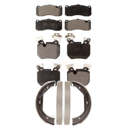 Semi-Metallic Brake Pads And Parking Shoes Front Rear Kit For BMW 135i 135is