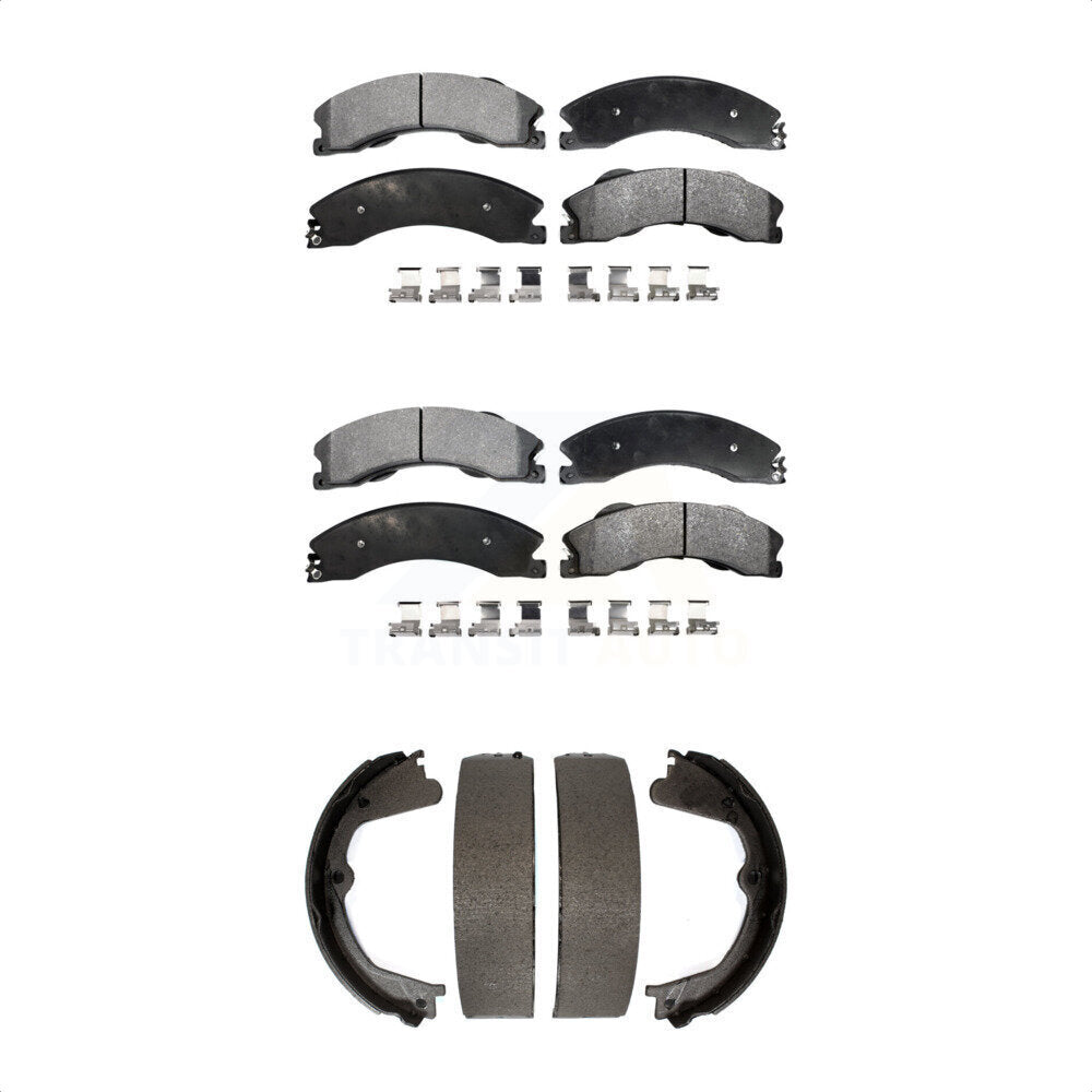 Semi-Metallic Brake Pads Parking Shoe Front Rear Kit For Chevrolet GMC Silverado