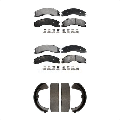 Semi-Metallic Brake Pads Parking Shoe Front Rear Kit For Chevrolet GMC Silverado