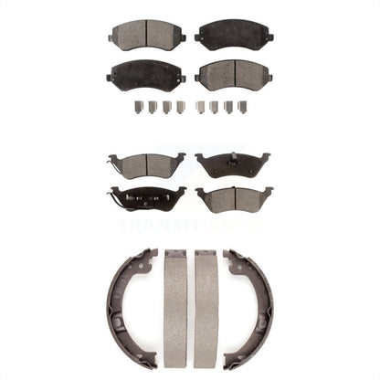 Semi-Metallic Brake Pads & Parking Shoe Front Rear Kit For 2001 Chrysler Voyager