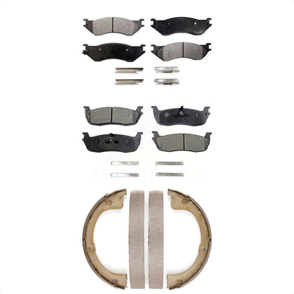 Semi-Metallic Brake Pads And Parking Shoes Front Rear Kit For Lincoln Navigator