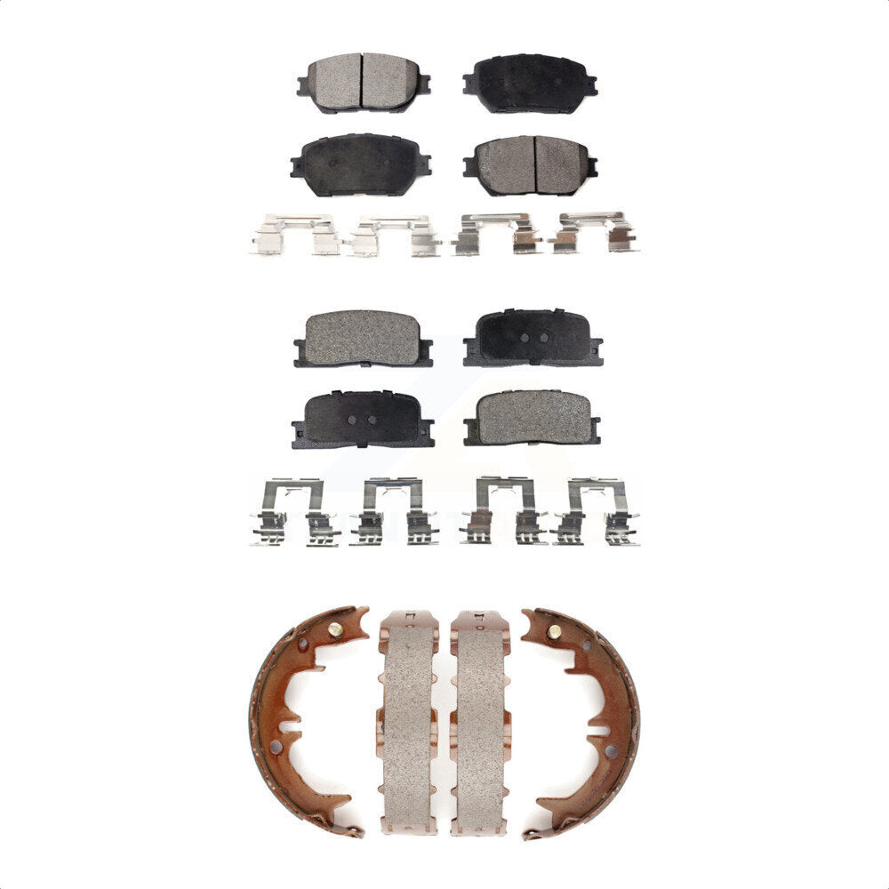 Semi-Metallic Brake Pads And Parking Shoes Front Rear Kit For Toyota Camry