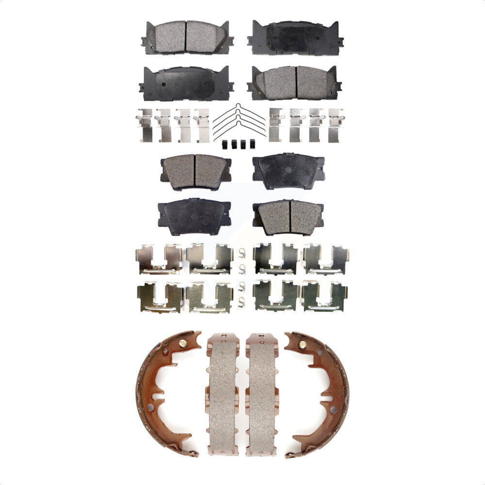 Semi-Metallic Brake Pads And Parking Shoes Front Rear Kit For Toyota Camry Lexus