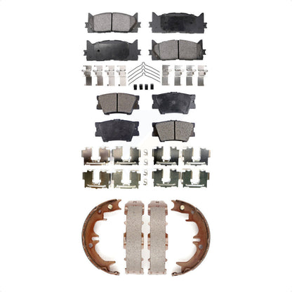 Semi-Metallic Brake Pads And Parking Shoes Front Rear Kit For Toyota Camry Lexus