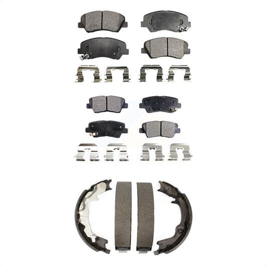 Semi-Metallic Brake Pads And Parking Shoe Front Rear Kit For 2014 Kia Forte Koup