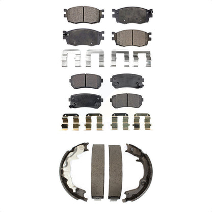 Semi-Metallic Brake Pads Parking Shoe Front Rear Kit For Hyundai Accent Kia Rio5