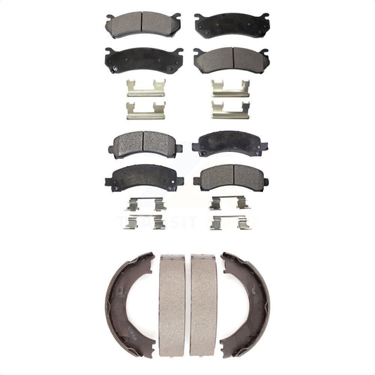 Semi-Metallic Brake Pads Parking Shoes Front Rear Kit For Chevrolet Express 2500