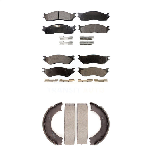 Semi-Metallic Brake Pads And Parking Shoe Front Rear Kit For Dodge Ram 2500 3500