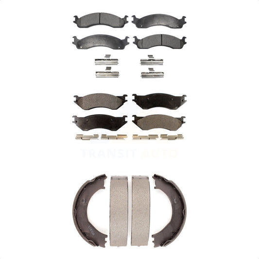 Semi-Metallic Brake Pads And Parking Shoe Front Rear Kit For Dodge Ram 2500 3500