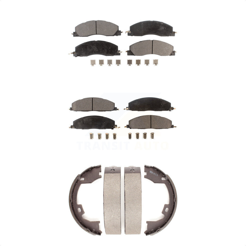 Semi-Metallic Brake Pads And Parking Shoes Front Rear Kit For Ram 3500 2500 1500
