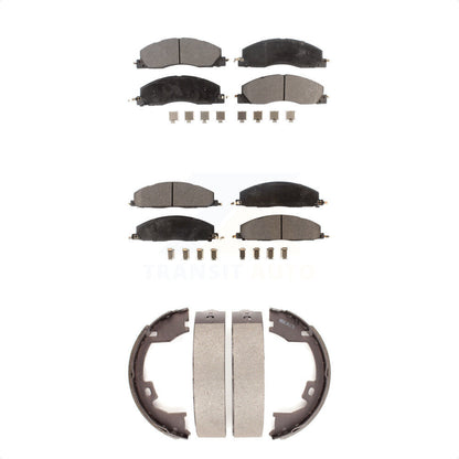 Semi-Metallic Brake Pads And Parking Shoes Front Rear Kit For Ram 3500 2500 1500