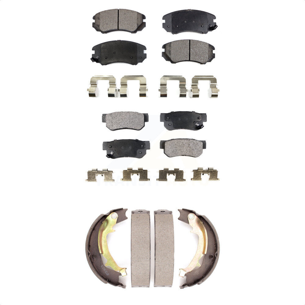 Semi-Metallic Brake Pads And Parking Shoes Front Rear Kit For Hyundai Tucson Kia