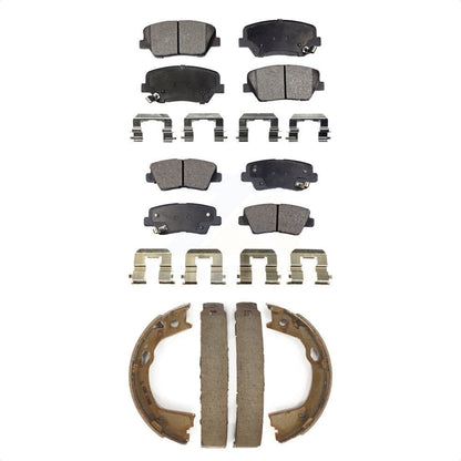 Semi-Metallic Brake Pads Parking Shoe Front Rear Kit For 2012-2017 Hyundai Azera