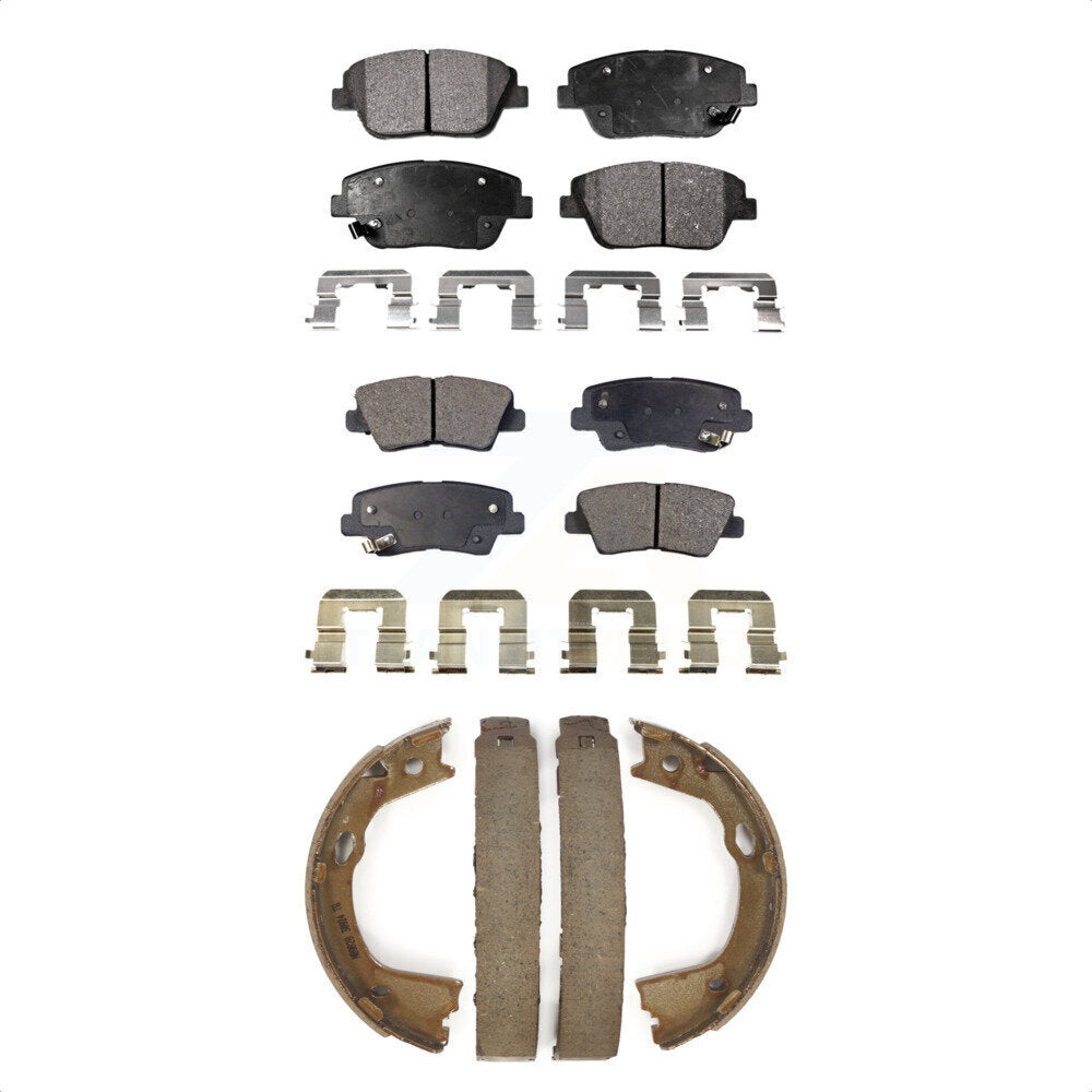 Semi-Metallic Brake Pads And Parking Shoes Front Rear Kit For Hyundai Sonata Kia