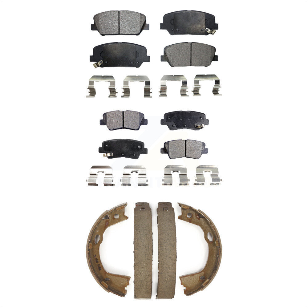 Semi-Metallic Brake Pads And Parking Shoes Front Rear Kit For Kia Optima