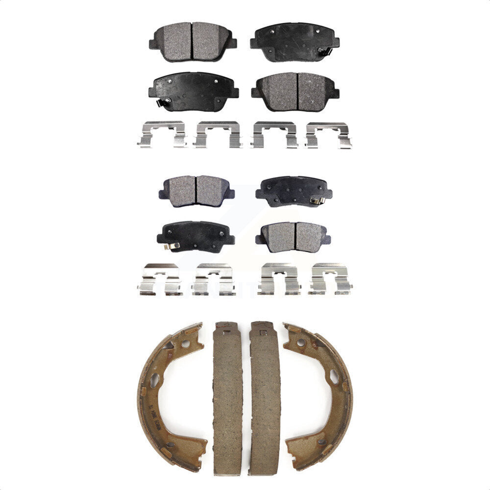 Semi-Metallic Brake Pads And Parking Shoes Front Rear Kit For Kia Optima