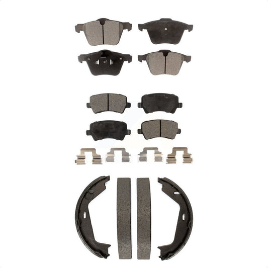 Semi-Metallic Brake Pads Parking Shoe Front Rear Kit For 2007-2009 Volvo S80 AWD