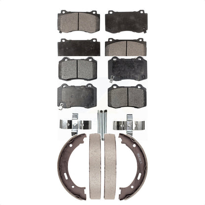 Semi-Metallic Brake Pads And Parking Shoe Front Rear Kit For Jeep Grand Cherokee