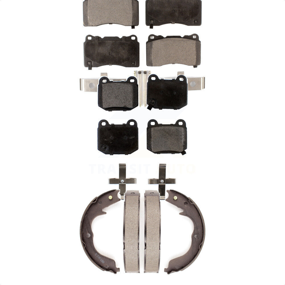 Semi-Metallic Brake Pads And Parking Shoes Front Rear Kit For Subaru Impreza