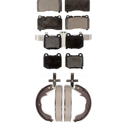 Semi-Metallic Brake Pads And Parking Shoes Front Rear Kit For Subaru Impreza